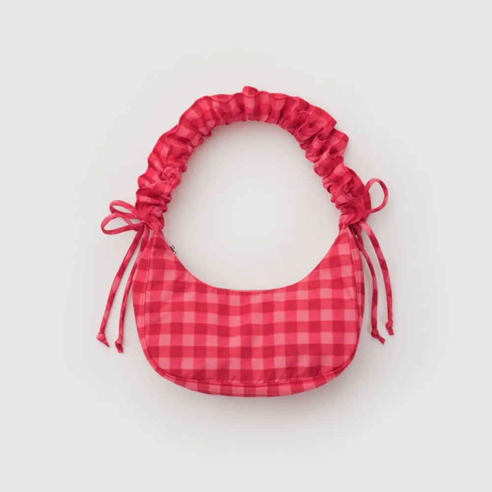 Baggu Ruby Gingham Mini Ruffle Crescent NWT